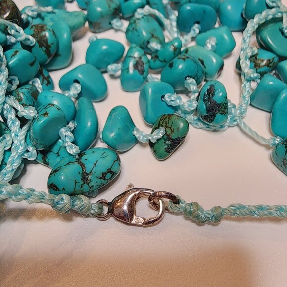Turquoise colored chip bib Necklace - Picture 7 of 7